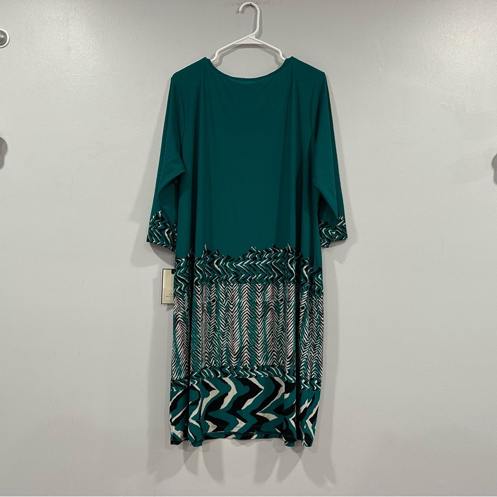 Dana Buchman Green Printed Sheath Dress 1X - Picture 5 of 7